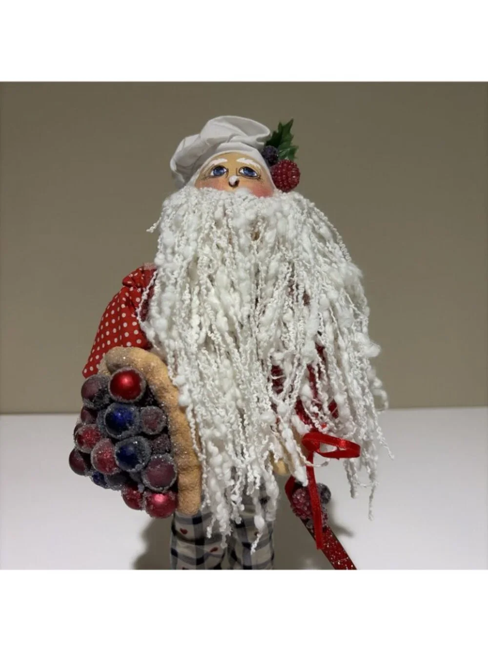 Vintage Baker Chef Kitchen Santa Claus Figurine Frosted Fruit Spoon 12